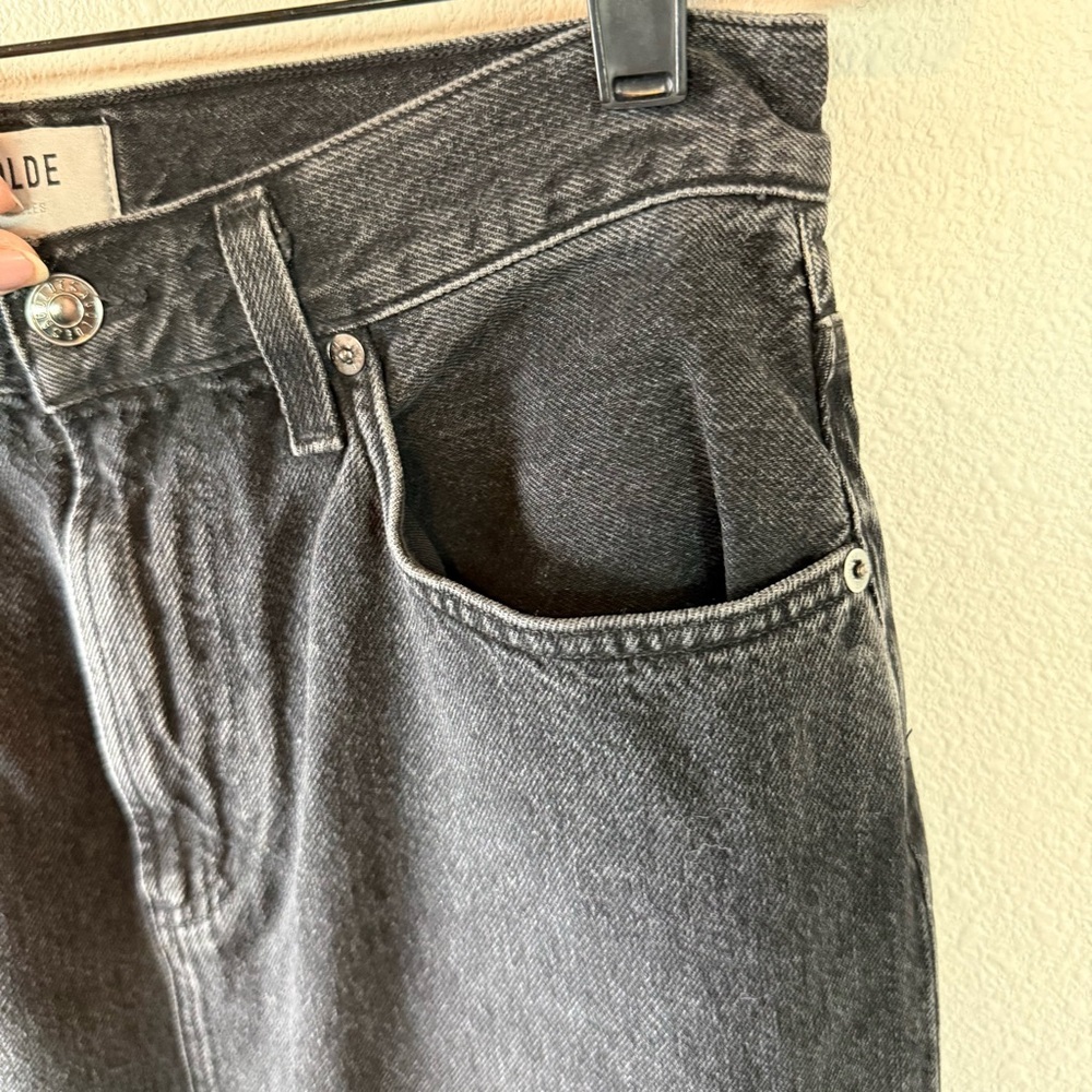 AGOLDE Leif Low Slung Jean Skirt Spider Black Denim Casual Women’s Size 25 - Picture 8 of 14